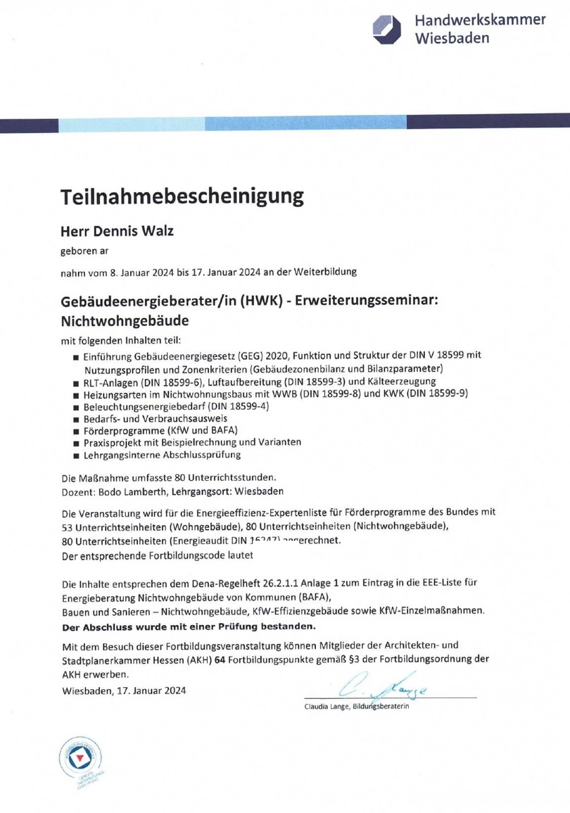 Vorschau: Energieberatung für Nichtwohngebäude – Dennis Walz