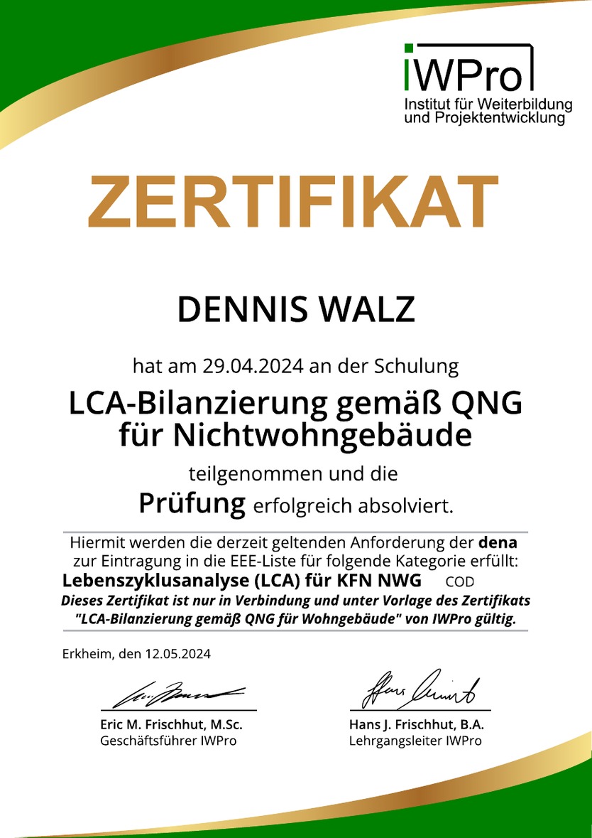 Vorschau: LCA-Bilanzierung für Nichtwohngebäude – Dennis Walz